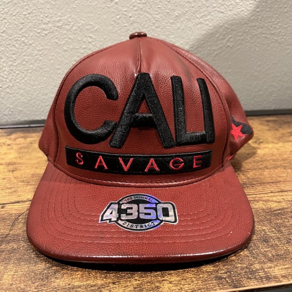 4350 District Red Men's Snapback Adjustable Baseball Cap Hat Cali Savage